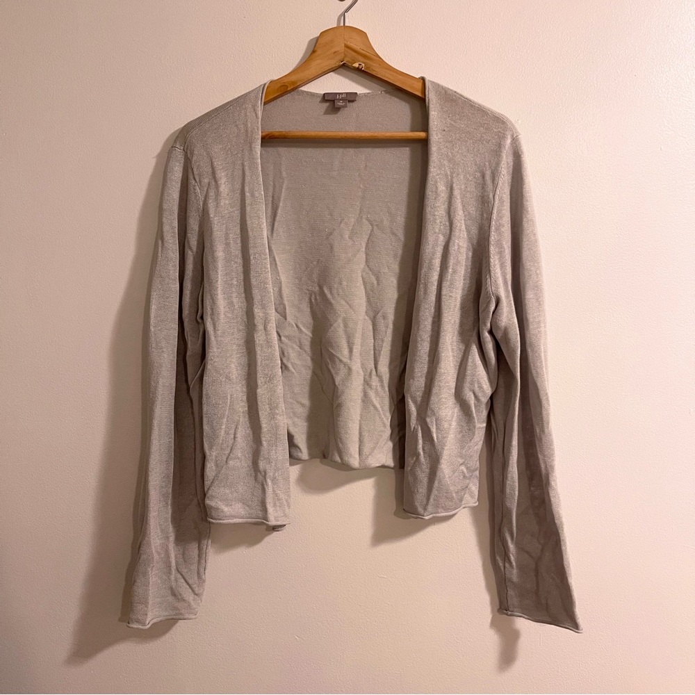 J. Jill Linen Blend Open Cardigan in Light Gray